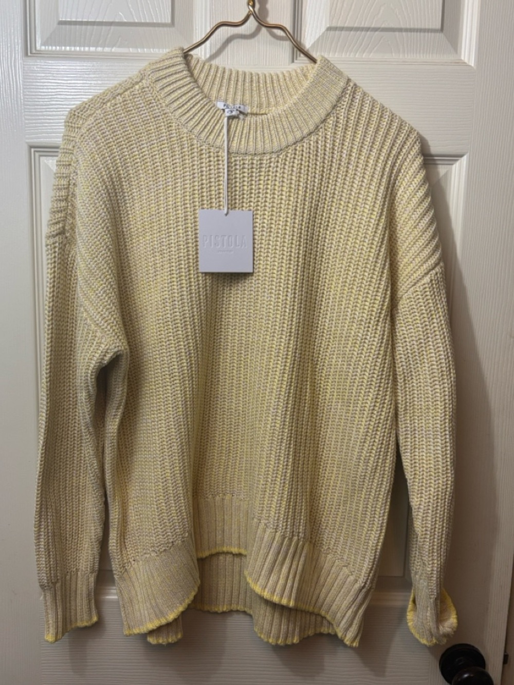 Pistola Women's Tina Yellow Marl Knit 100% cotton Sweater NWT